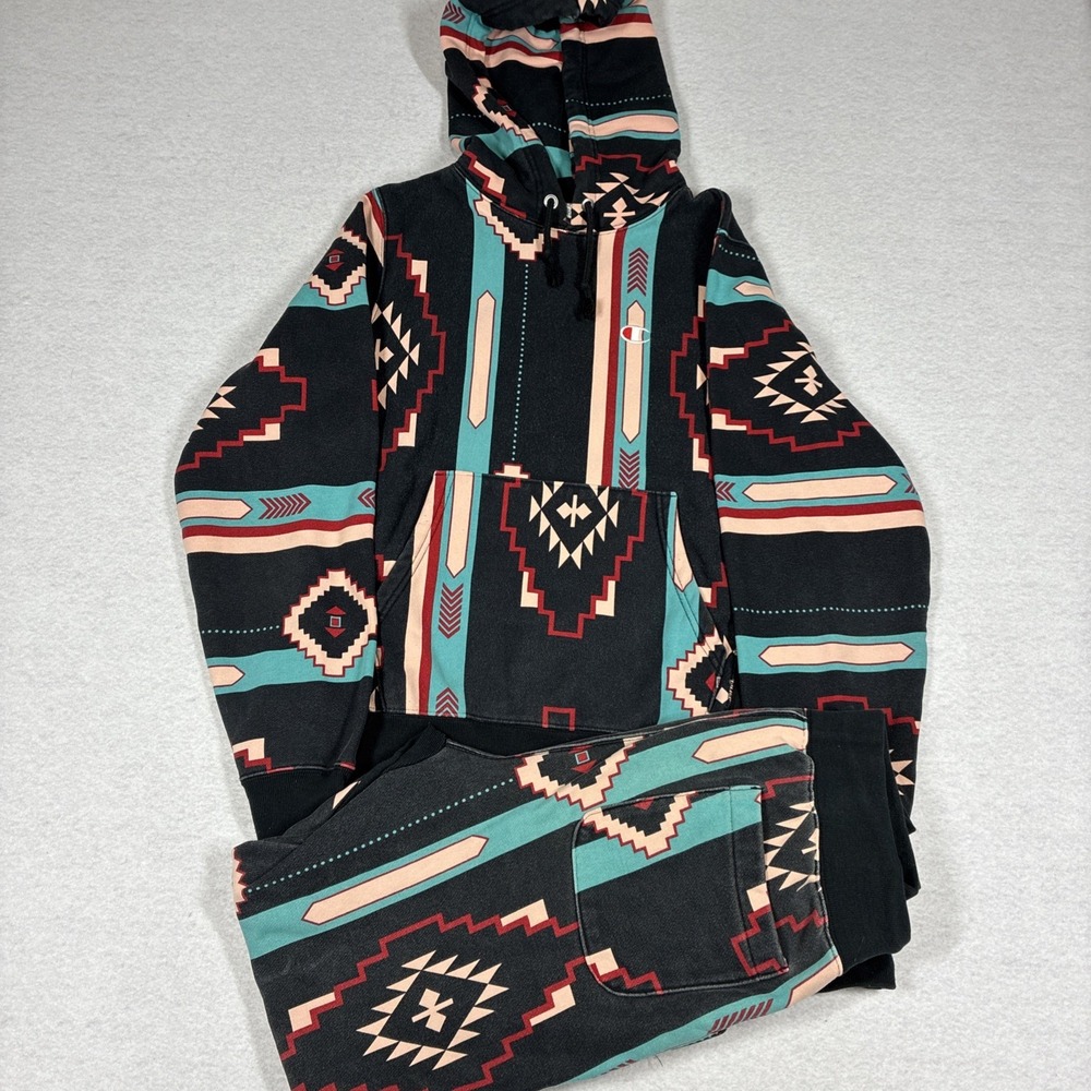 Champion Reverse Weave Hoodie & Jogger Set Aztec Southwestern Print Small